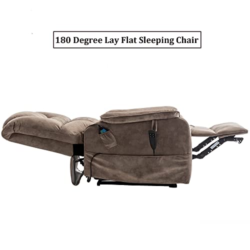 JULYFOX Lift Chair Lay Flat 400lbs Electric Recliner with Massage and Heat, PU Leather, Yellow B71450