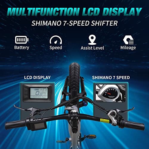 PEXMOR Electric Bike for Adults, 750W 26" Fat Tire, 48V 14AH Removable Battery S493166