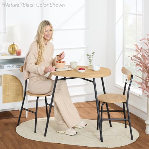 Best Choice Products 3-Piece Modern Oval Dining Table Set with 2 Chairs, Dark Brown/Black T222321