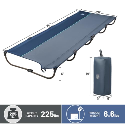 TIMBER RIDGE Lightweight Aluminum Camping Cot with Carry Bag, Blue Z494