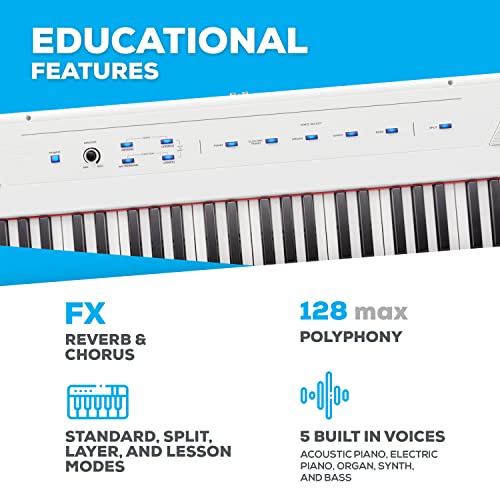 Alesis Recital 88 Key Digital Piano Keyboard with Semi Weighted Keys Q3138