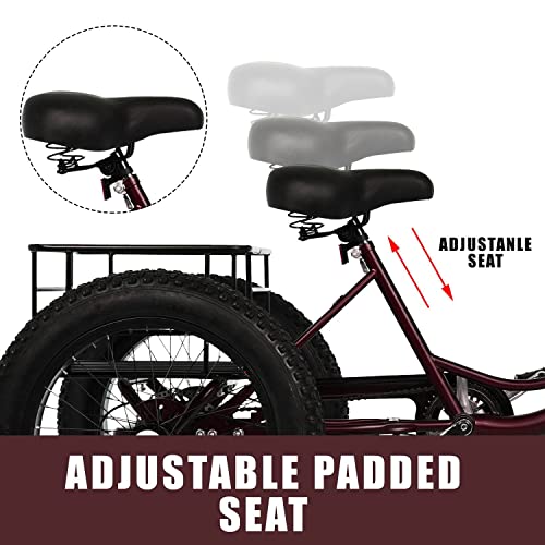 20 Inch Fat Tire Adult Tricycle 7 Speed with Basket L676