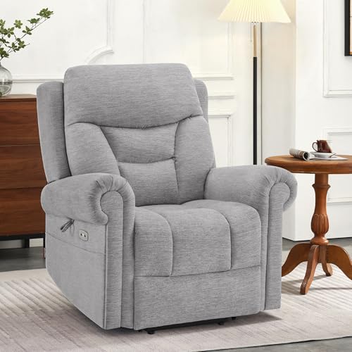 MCombo Triple Motor Power Lift Recliner Chair with Massage and Heating, Fabric, Coffee M573841