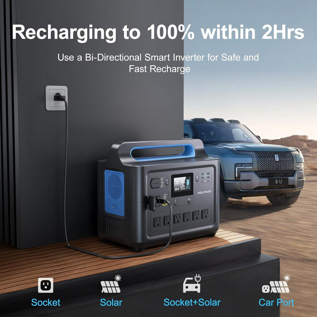 VDL HS1500 Portable Power Station 1228Wh 1500W LiFePO4 Solar Generator T360143