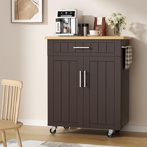 Shintenchi Kitchen Island Cart with Storage on Wheels, White V99091