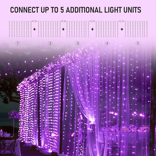 Dazzle Bright 300 LED Curtain Lights, Warm White, Plug in for Bedroom & Outdoor Decor X62406