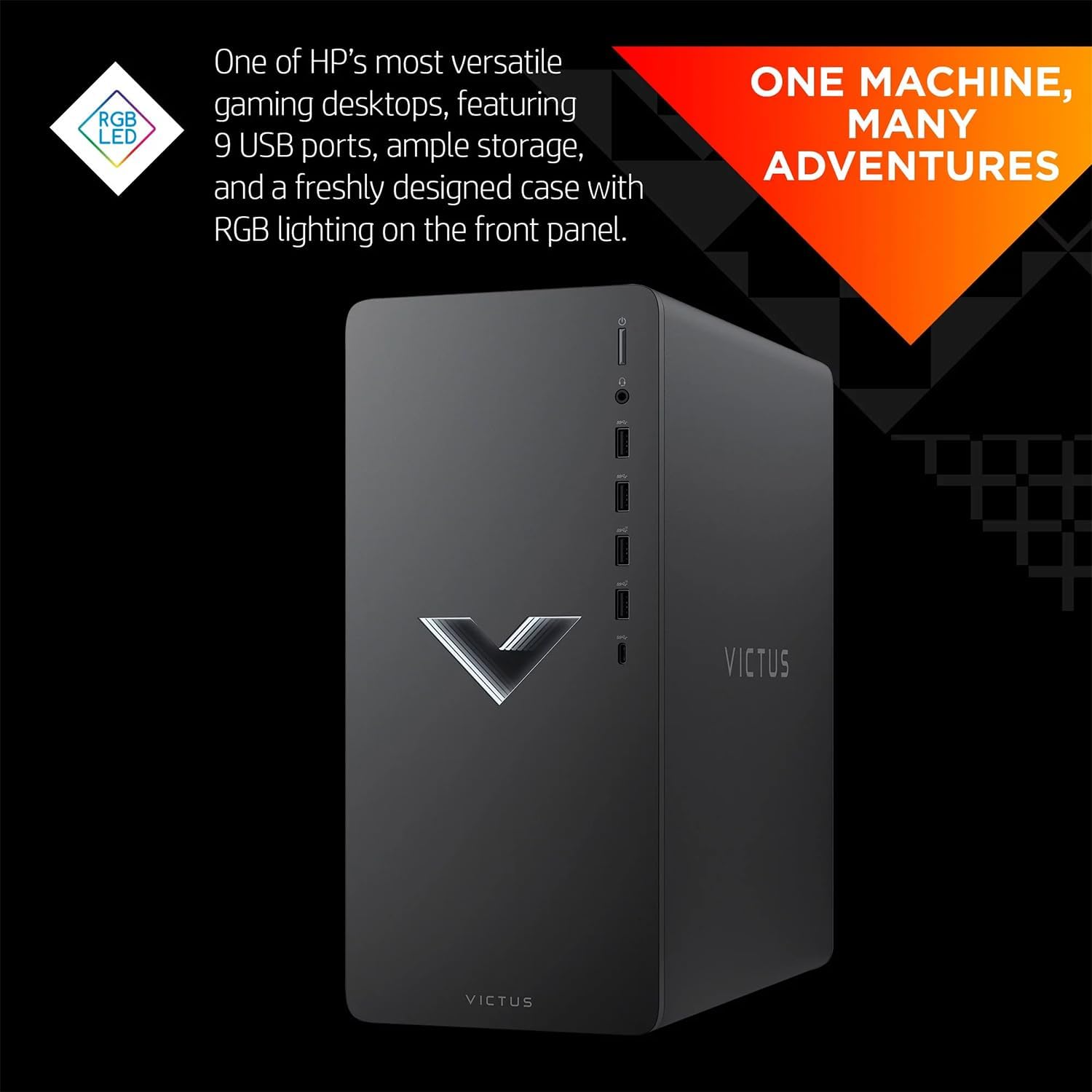 HP Victus Gaming Tower Desktop, AMD Ryzen 5 5600G, RX 6400, 16GB RAM, 512GB SSD, Windows 11 Home E9611