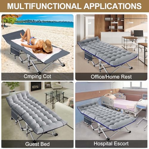 DoCred Folding Camping Cot with Mattress, 2 Pack, Heavy Duty for Adults, Portable with Carry Bag C814529