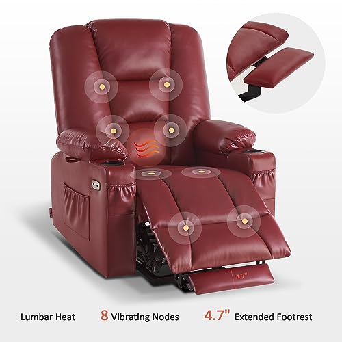MCombo Small Power Lift Recliner Chair with Massage and Heat, Faux Leather, Dark Brown E441