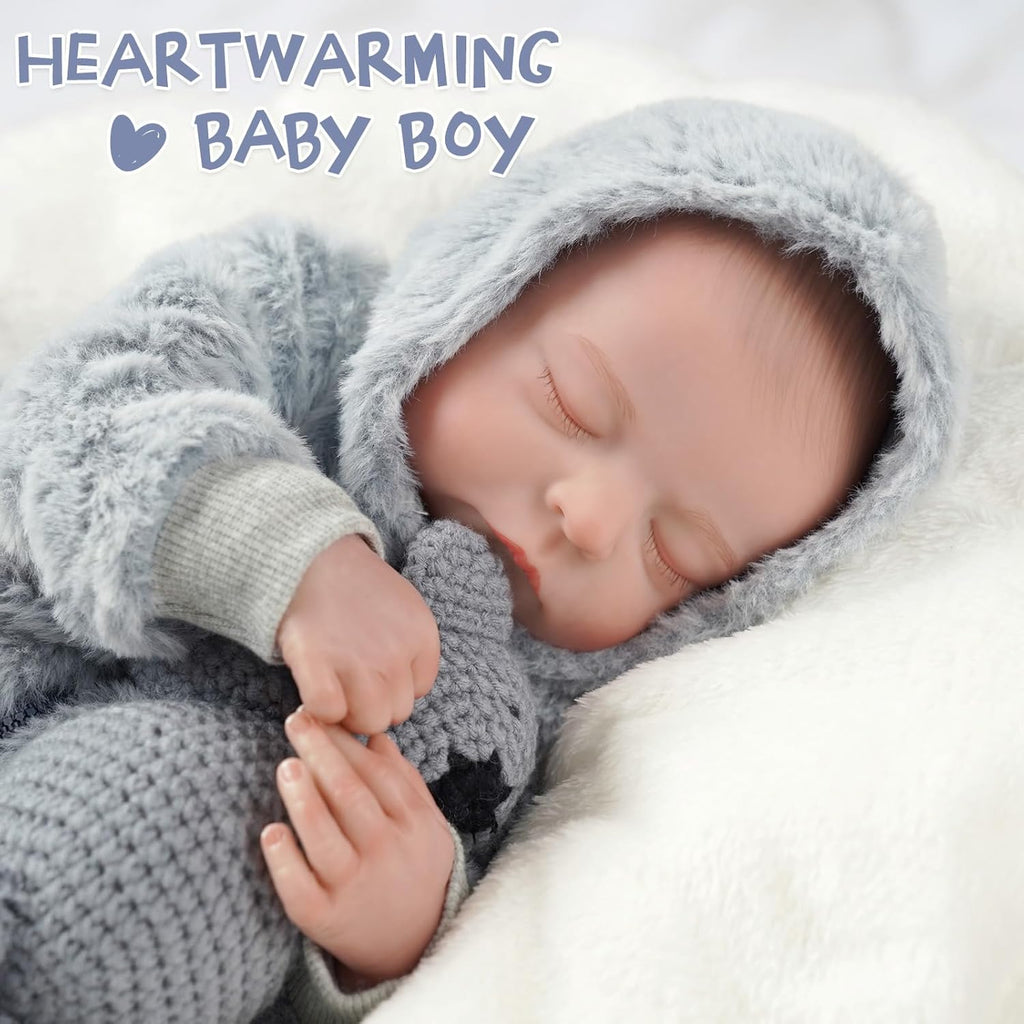 JIZHI Lifelike Reborn Baby Dolls Boy - 17-Inch Soft Realistic Newborn Vinyl Doll for Kids Age 3+ F9109