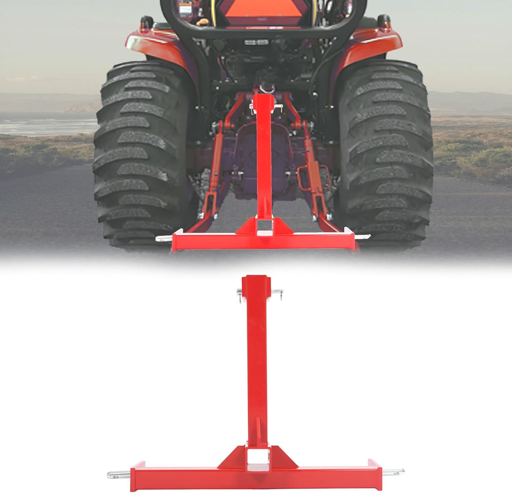 ECOTRIC 3 Point 2" Receiver Trailer Hitch Category 1 Tractor Gooseneck Drawbar Adapter Red Towing Hitch