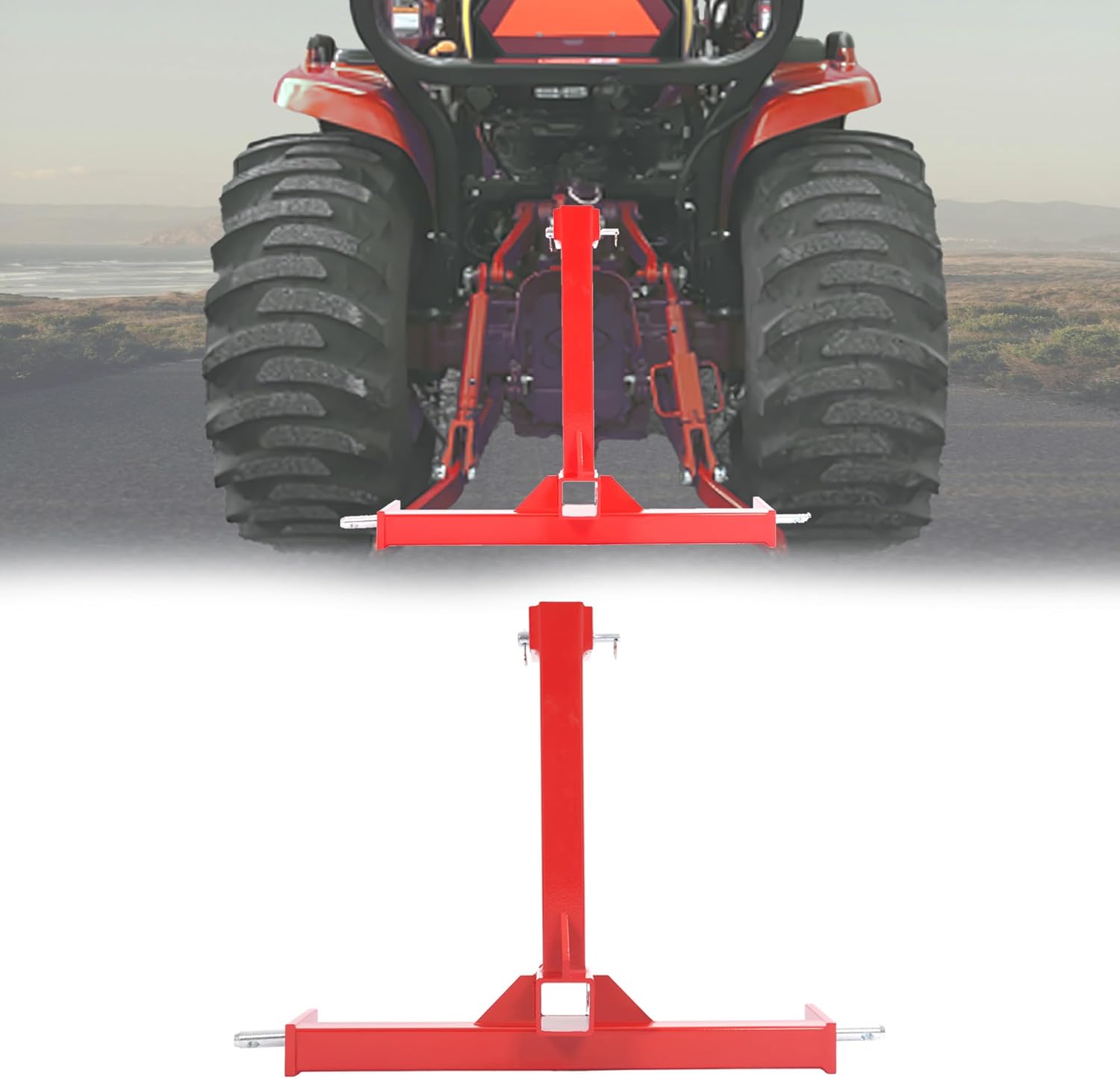 ECOTRIC 3 Point 2" Receiver Trailer Hitch Category 1 Tractor Gooseneck Drawbar Adapter Red Towing Hitch