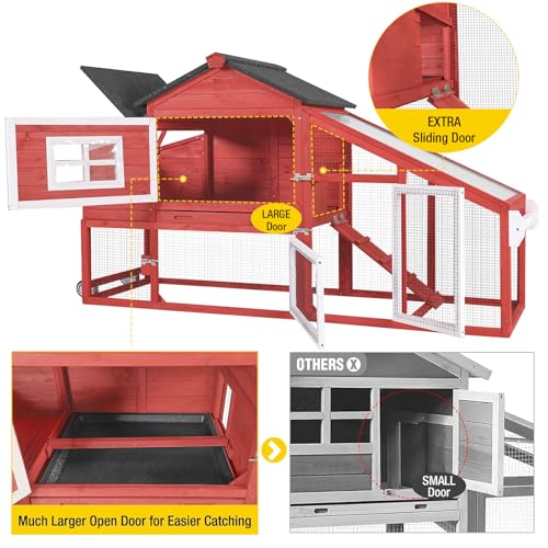 Aivituvin Chicken Coop Outdoor with Wheels, Wooden Hen House with Run T61910