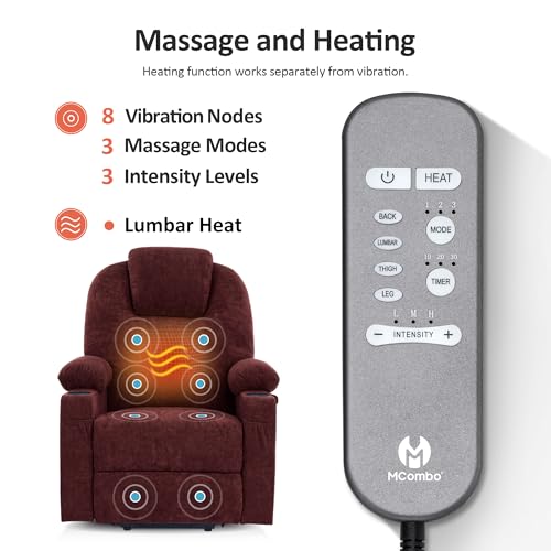 MCombo Small Power Lift Recliner Chair for Elderly with Heat and Massage, USB & Type C Ports J262