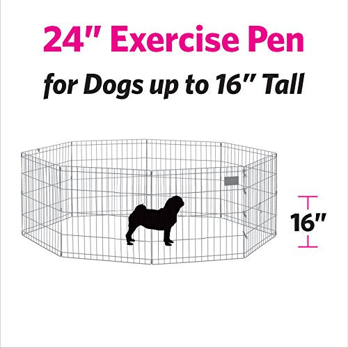 New World Folding Metal Dog Exercise Pen, 24-Inch Tall, Black E-Coated Q53206