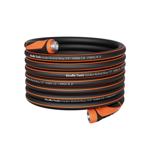 Giraffe Tools Garden Hose 100ft x 5/8", Heavy Duty Flexible Hybrid Hose Q38065