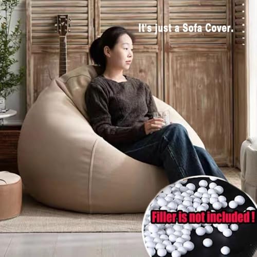 Bean Bag Chair Cover Only, Cotton Linen, 2.6ft, Off-White H749
