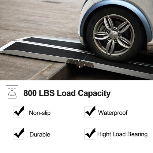 YISHANRENJIE Portable Wheelchair Ramp 3FT, Aluminum Non-Slip Threshold Ramp R369459