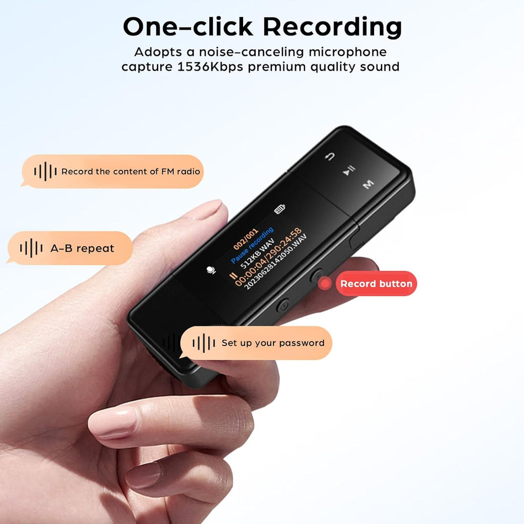 64GB Bluetooth MP3 Player with Clip, USB & Type-C, Black C768969