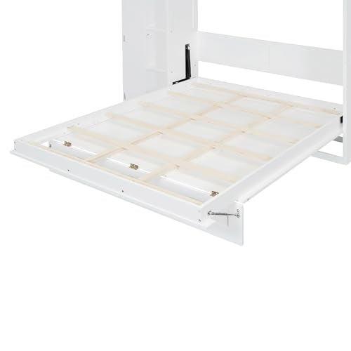 Ball & Cast Murphy Bed Queen Size Wall Chest with Charging Station and Storage Drawer, Gray J8503