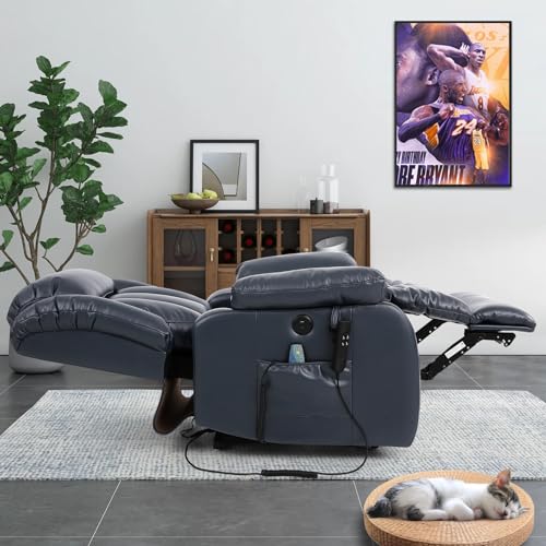 EDILLY Genuine Leather Power Lift Recliner Chair with Massage and Heating, Brown C901