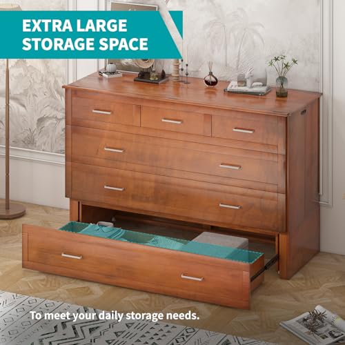 BALUS Murphy Cabinet Bed Queen with Charging Station, Tri-fold Memory Mattress, Storage Drawers, White Y6917