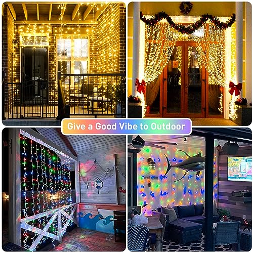 JMEXSUSS 300 LED Remote Control Christmas Curtain Lights, Warm White V64841
