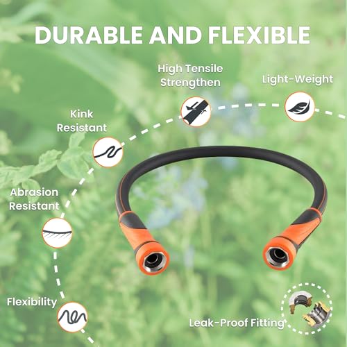 Giraffe Tools Garden Hose 100ft x 5/8", Heavy Duty Flexible Hybrid Hose Q38065