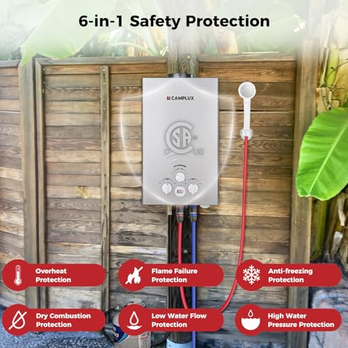 CAMPLUX 2.64 GPM Propane Portable Gas Water Heater, 68,000 BTU, White Y83276