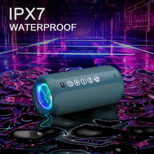 Ortizan Portable Bluetooth Speaker IPX7 Waterproof 24W Loud Sound, Black J77282