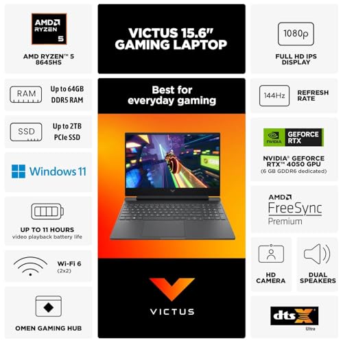 HP Victus 15.6 Ryzen 5 RTX 4050 Gaming Laptop, 16GB RAM, 1TB SSD I452225