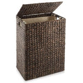Casafield Large Laundry Hamper with Lid and Removable Liner Bag - Natural, Woven Water Hyacinth Rectangular Laundry Basket Sorter for Clothes and Towels