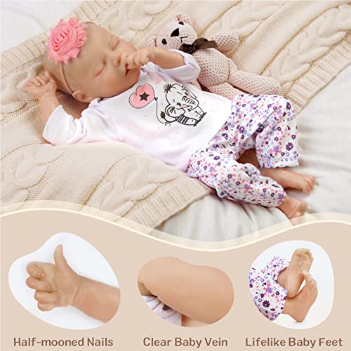 JIZHI Lifelike Reborn Baby Doll 17-Inch Soft Body Realistic Newborn with Feeding Kit Q5629