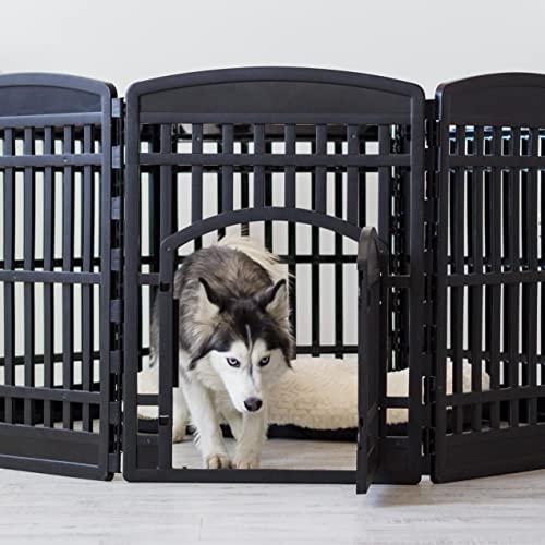 IRIS USA 34" 8-Panel Dog Playpen with Door, Black N326