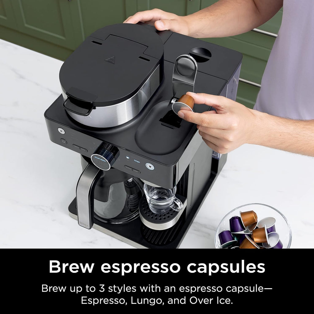 Ninja Espresso & Coffee Barista System, Single-Serve & 12-Cup, Black and Stainless Steel V49913