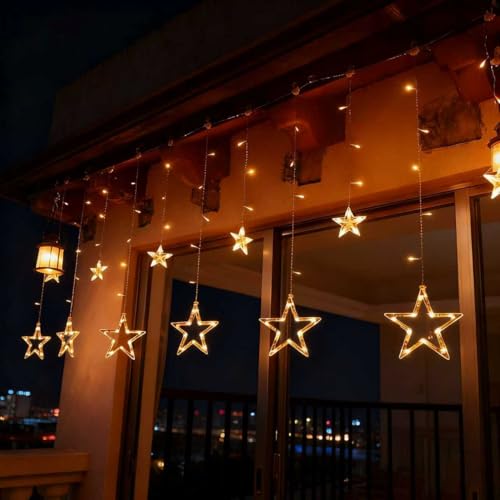 12 Stars 138 LED Star String Lights with Timer, Warm White O865