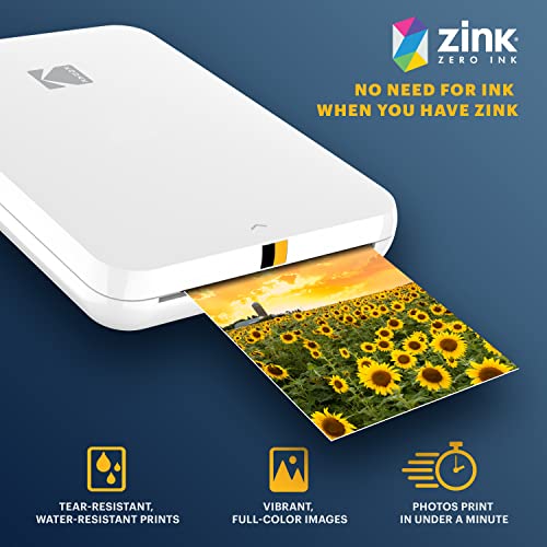 KODAK Step Slim Instant Smartphone Photo Printer - Portable Wireless Zink 2x3" Sticky-Back Photos - White Y902