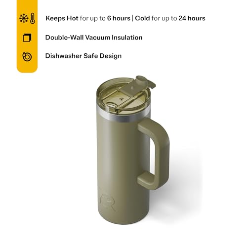 RTIC 20oz Road Trip Travel Mug with Lid and Handle, Insulated Stainless Steel P393441