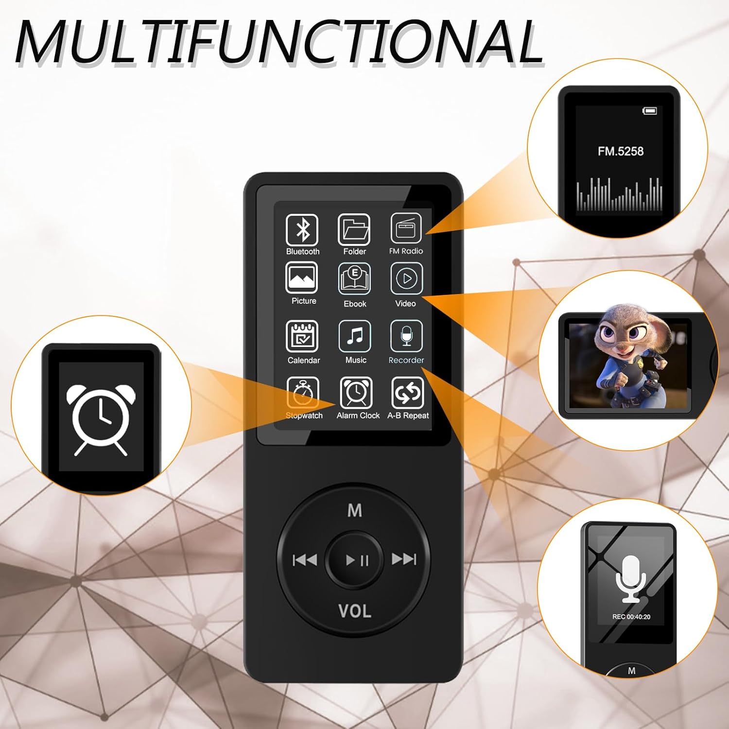 SKYBESS 32GB Bluetooth MP3 Player with Speaker, FM Radio, Voice Recorder Q81223