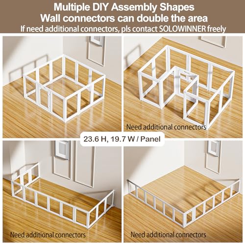 Transparent Dog Playpen with Wall Anchor, 23.6" H, 10 Panels, White N19944