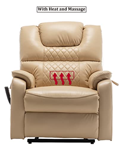 JULYFOX Lift Chair Lay Flat 400lbs Electric Recliner with Massage and Heat, PU Leather, Yellow B71450