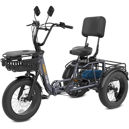 Breeze Pro Folding Electric Tricycle for Adults, 1200W 48V 20AH Fat Tire E-Trike W158192