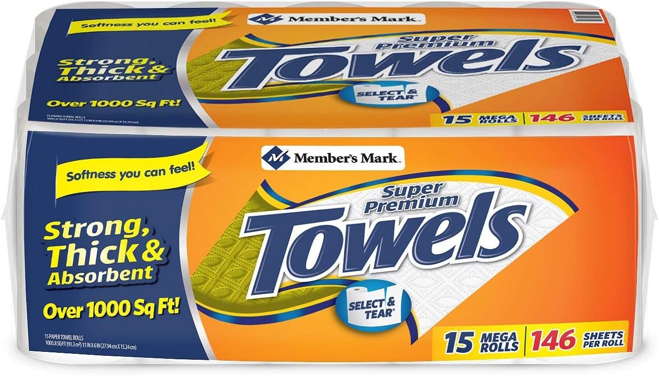 Member's Mark Super Premium 2-Ply Select & Tear Paper Towels 150 sheets/roll, 15 rolls