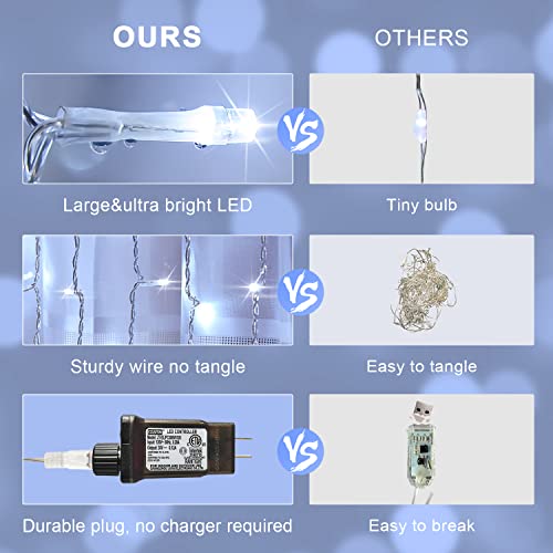 JMEXSUSS 300 LED Remote Control Christmas Curtain Lights, Warm White V64841