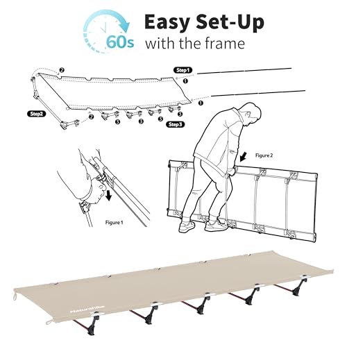 Naturehike GreenWild Ultralight Folding Camping Cot, Portable Bed for Adults, Black E2550