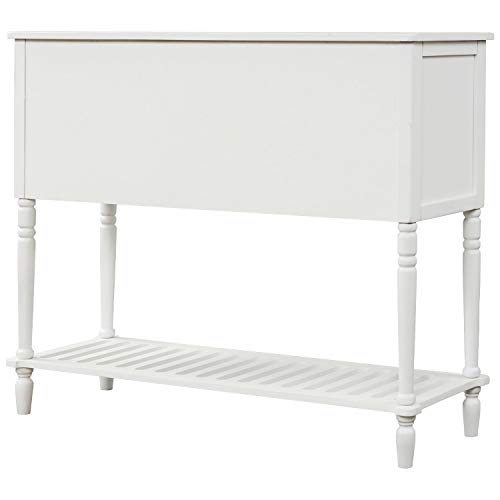 Buffet Sideboard Console Table with 2 Drawers, 2 Cabinets & Glass Doors, Antique Navy R9763