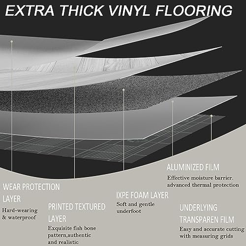 Oxdigi Peel and Stick Vinyl Flooring Roll 23"x393" Waterproof Wood Plank U1250