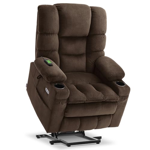 MCombo Large Triple Motor Power Lift Recliner Chair with Massage and Dual Heating, Grey D316