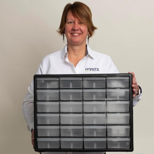 Akro-Mils 24-Drawer Plastic Storage Cabinet, Black I624065