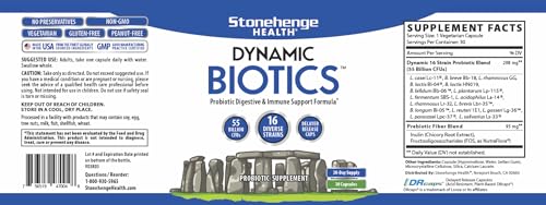 Stonehenge Health Probiotics 55 Billion CFU, 16 Strains, Delayed Release Veggie Capsules H195